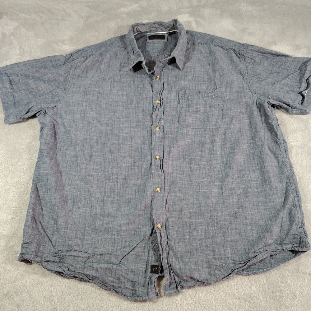 Steve's Jeans Shirt Men 3X Blue Short Sleeve Denim Look Comfort Cotton Summer